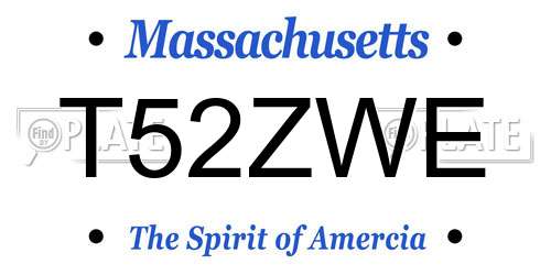 T52ZWE Massachusetts License Plate