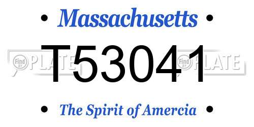 T53041 Massachusetts License Plate