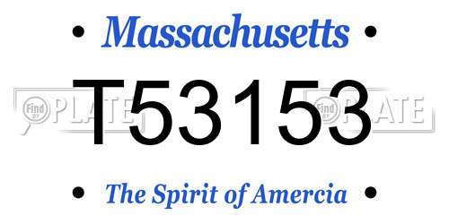T53153 Massachusetts License Plate