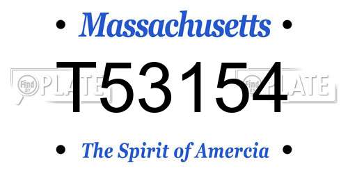 T53154 Massachusetts License Plate