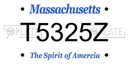 T5325Z Massachusetts License Plate