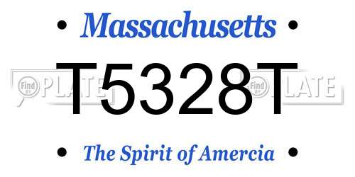 T5328T Massachusetts License Plate