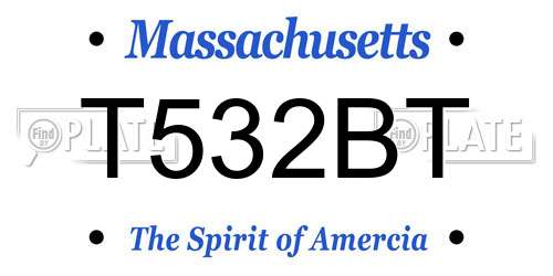 T532BT Massachusetts License Plate