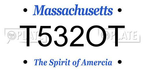 T532OT Massachusetts License Plate