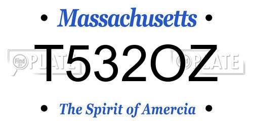 T532OZ Massachusetts License Plate