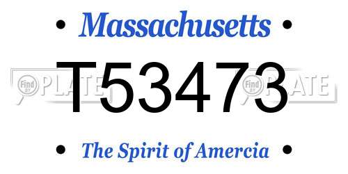 T53473 Massachusetts License Plate
