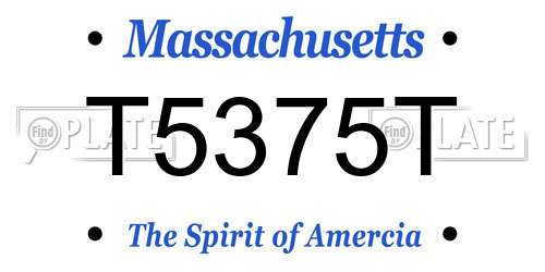 T5375T Massachusetts License Plate