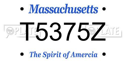 T5375Z Massachusetts License Plate
