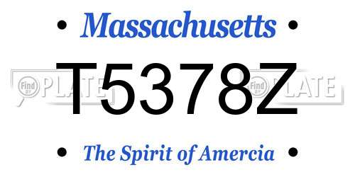 T5378Z Massachusetts License Plate
