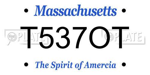 T537OT Massachusetts License Plate