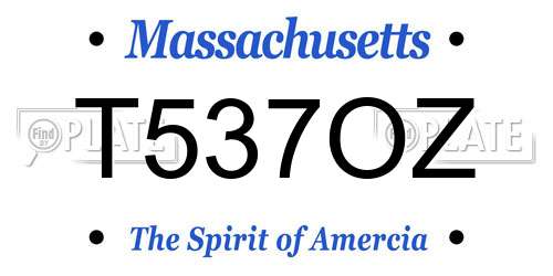 T537OZ Massachusetts License Plate