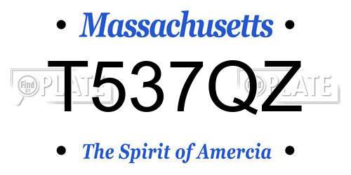 T537QZ Massachusetts License Plate