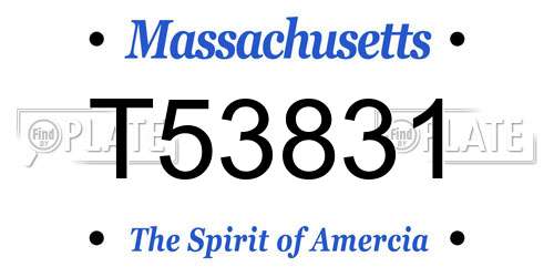 T53831 Massachusetts License Plate
