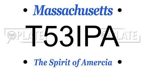 T53IPA Massachusetts License Plate