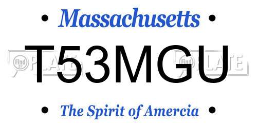T53MGU Massachusetts License Plate