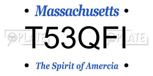 T53QFI Massachusetts License Plate