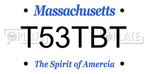 T53TBT Massachusetts License Plate