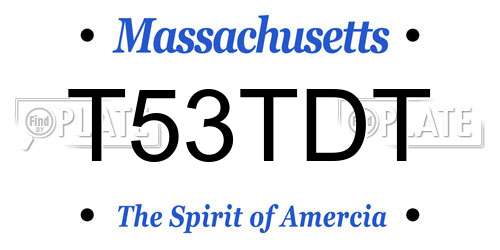 T53TDT Massachusetts License Plate