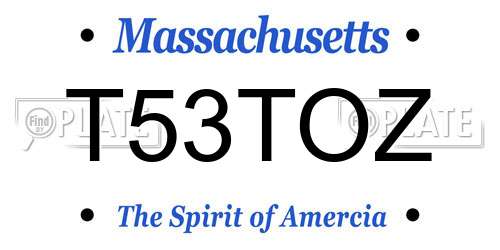 T53TOZ Massachusetts License Plate