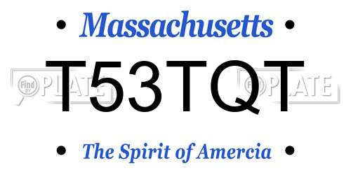T53TQT Massachusetts License Plate