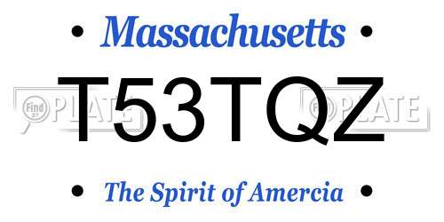 T53TQZ Massachusetts License Plate