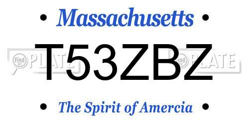 T53ZBZ Massachusetts License Plate