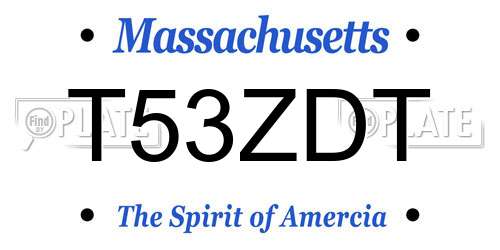 T53ZDT Massachusetts License Plate