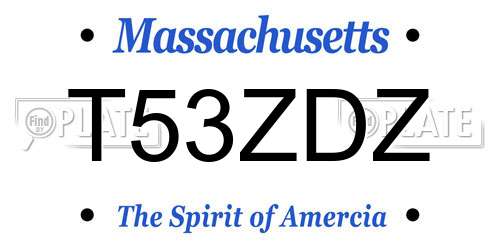 T53ZDZ Massachusetts License Plate