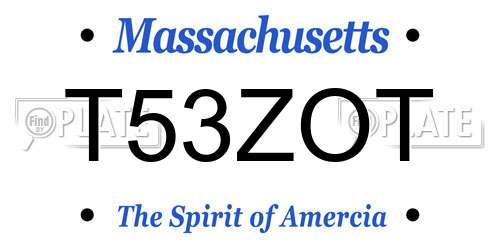 T53ZOT Massachusetts License Plate