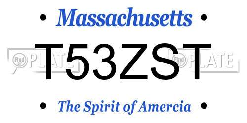 T53ZST Massachusetts License Plate