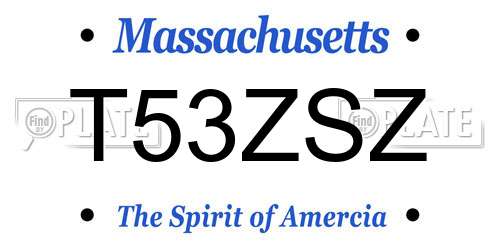 T53ZSZ Massachusetts License Plate