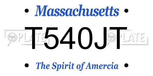 T540JT Massachusetts License Plate