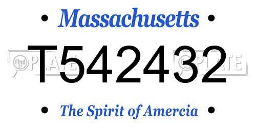 T542432 Massachusetts License Plate