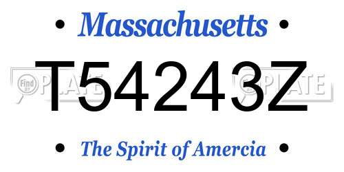 T54243Z Massachusetts License Plate