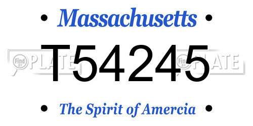 T54245 Massachusetts License Plate