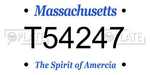 T54247 Massachusetts License Plate
