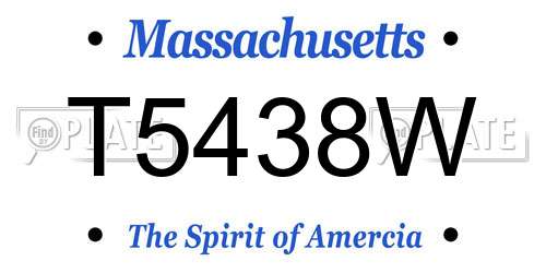 T5438W Massachusetts License Plate