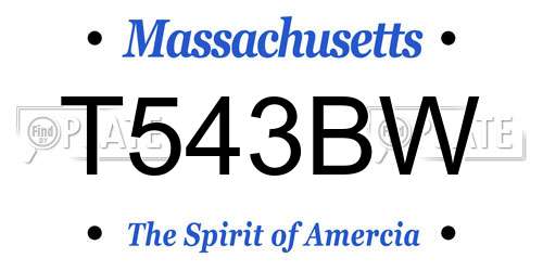 T543BW Massachusetts License Plate