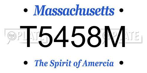 T5458M Massachusetts License Plate