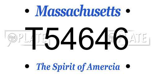 T54646 Massachusetts License Plate