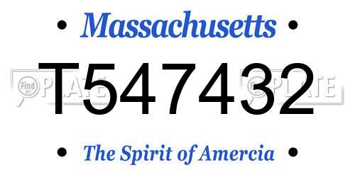 T547432 Massachusetts License Plate
