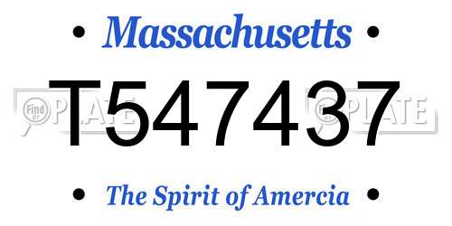 T547437 Massachusetts License Plate