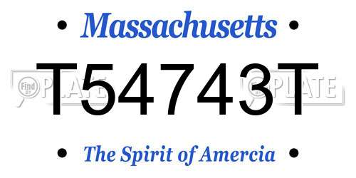 T54743T Massachusetts License Plate