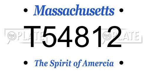 T54812 Massachusetts License Plate