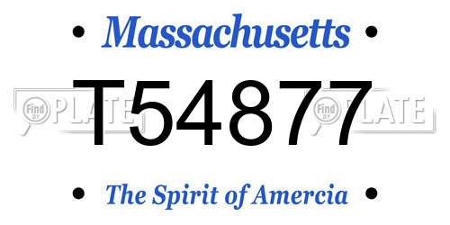 T54877 Massachusetts License Plate