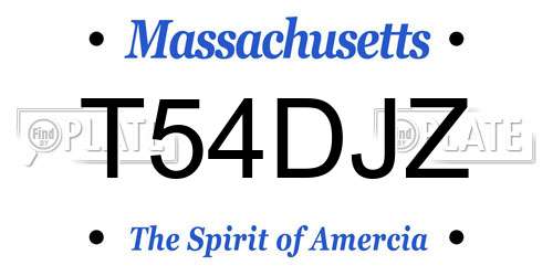 T54DJZ Massachusetts License Plate