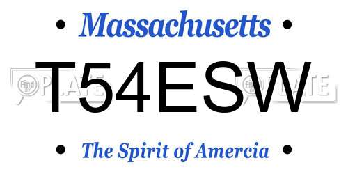 T54ESW Massachusetts License Plate