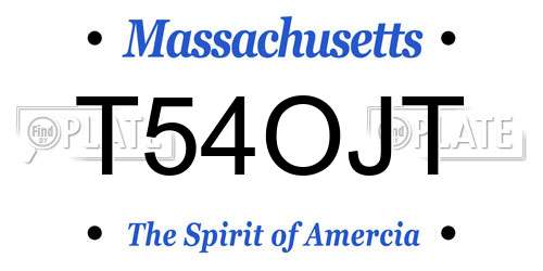 T54OJT Massachusetts License Plate