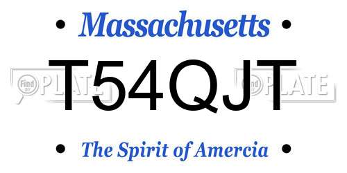 T54QJT Massachusetts License Plate
