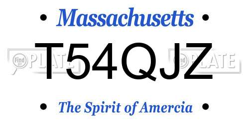 T54QJZ Massachusetts License Plate